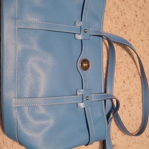 Turquoise never used embossed leather tote bag.